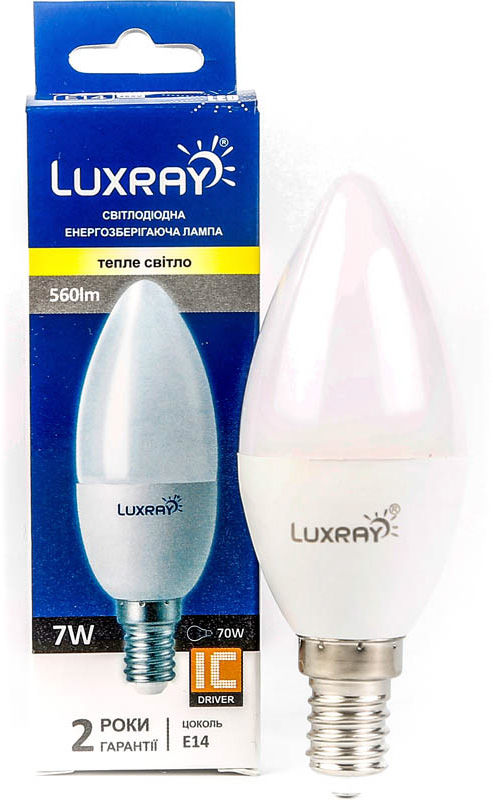 Лампа світлодіодна Luxray (6941372123581) 7Вт, E14, 3000K